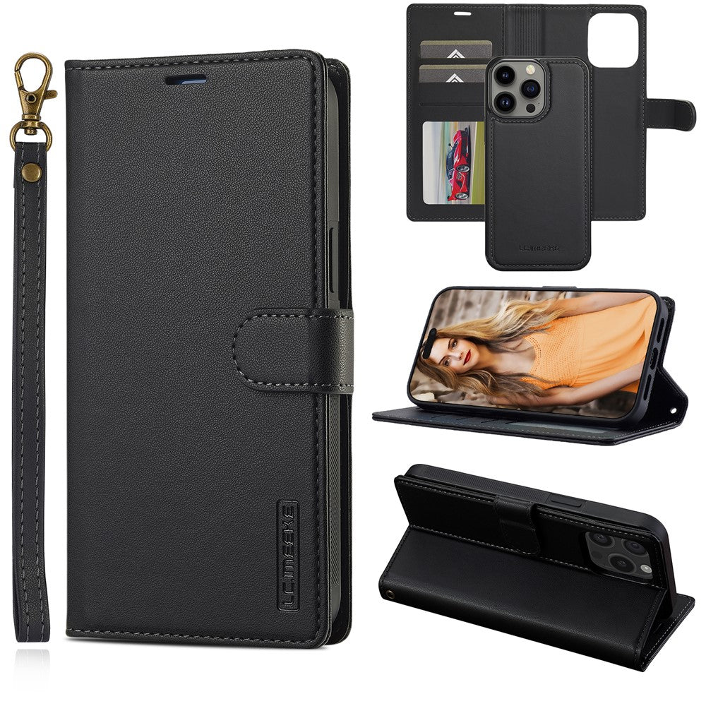 LC.IMEEKE L2 Series for iPhone 14 Pro Case PU Leather Wallet Detachable Magnetic Phone Cover