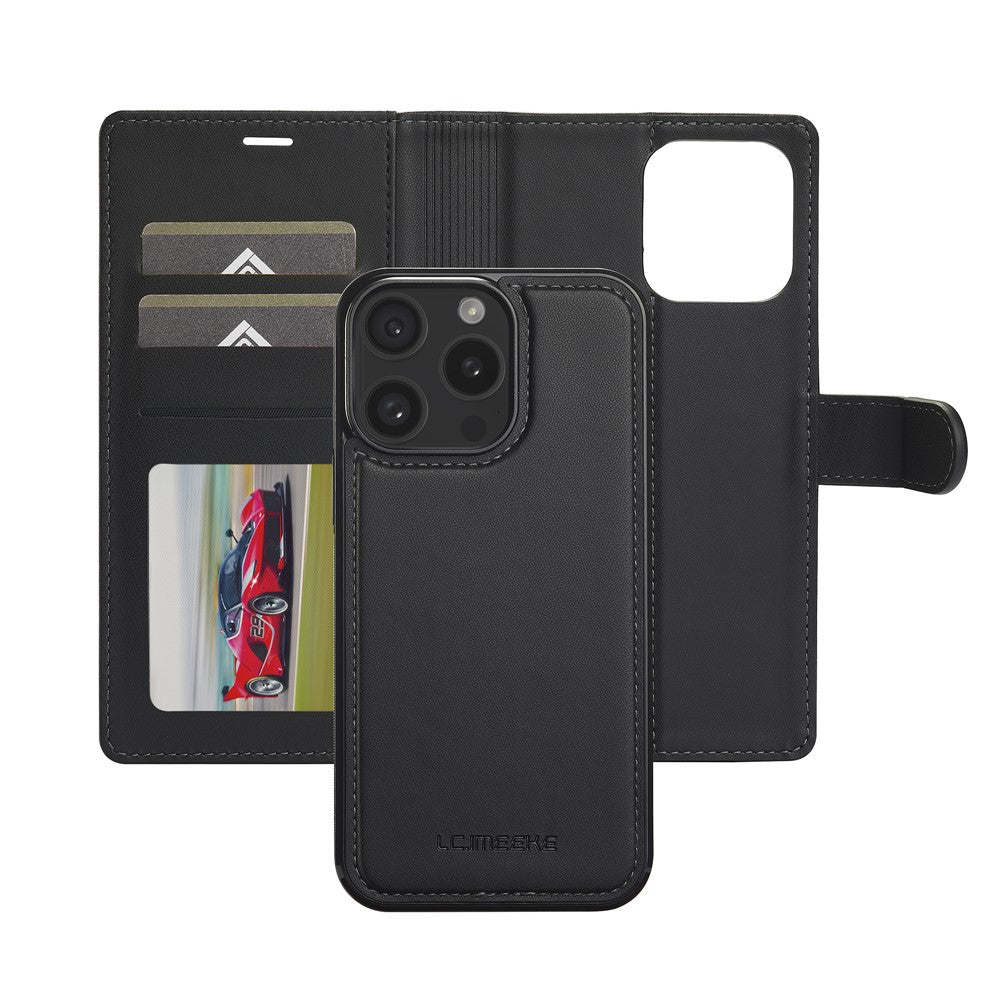 LC.IMEEKE L2 Series for iPhone 14 Pro Case PU Leather Wallet Detachable Magnetic Phone Cover