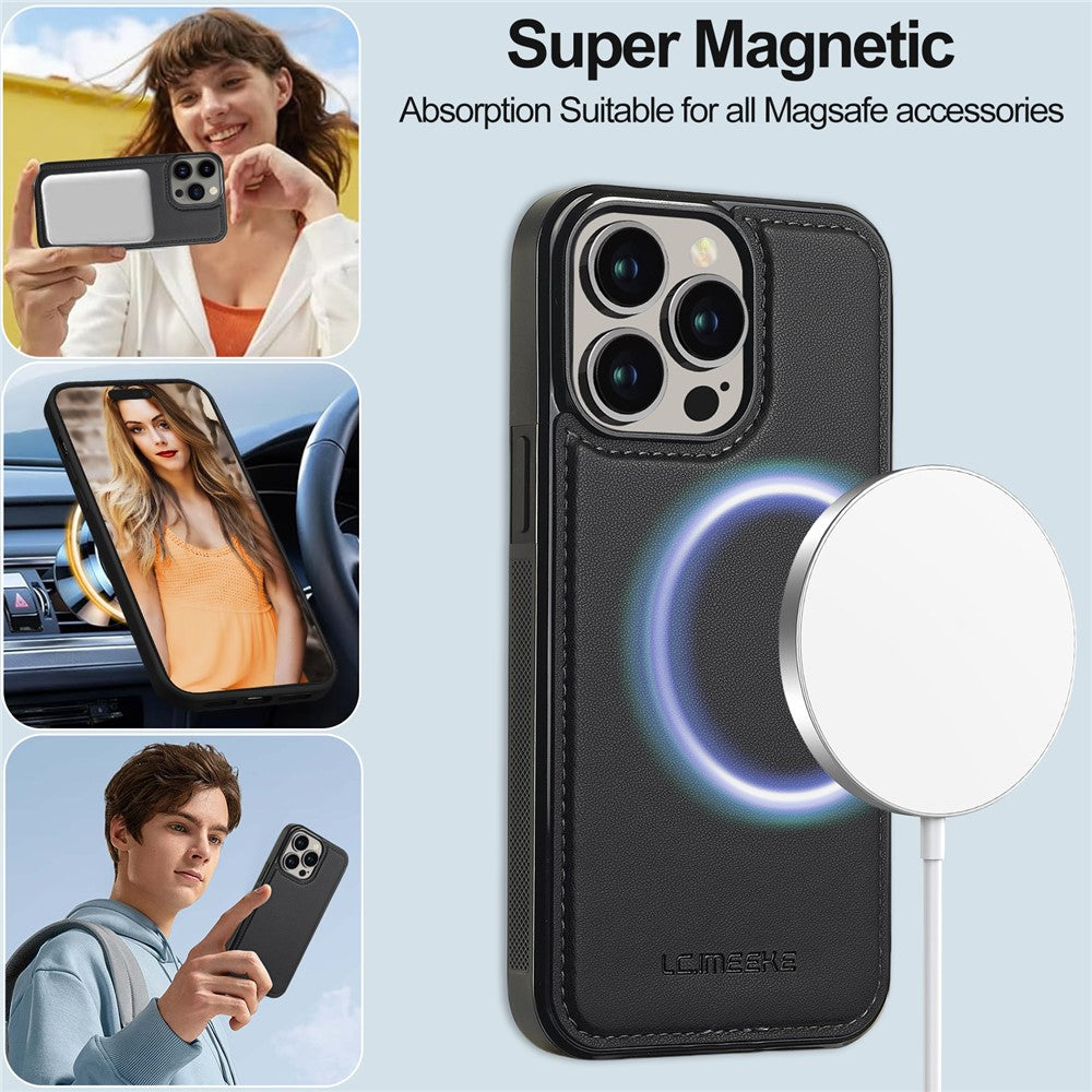 LC.IMEEKE L2 Series for iPhone 14 Pro Case PU Leather Wallet Detachable Magnetic Phone Cover