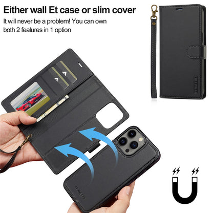 LC.IMEEKE L2 Series for iPhone 14 Pro Case PU Leather Wallet Detachable Magnetic Phone Cover