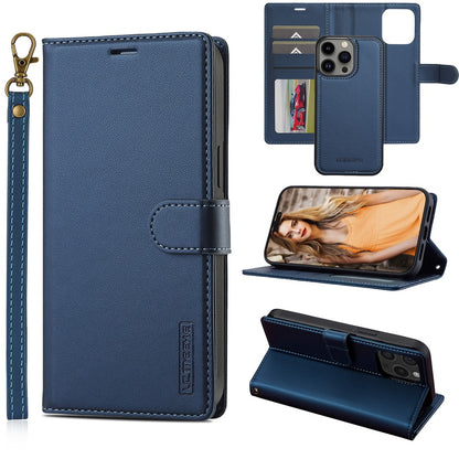 LC.IMEEKE L2 Series for iPhone 14 Pro Case PU Leather Wallet Detachable Magnetic Phone Cover