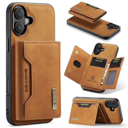 DG.MING M2 Series for iPhone 16 Case PU+PC+TPU Phone Cover Detachable Wallet