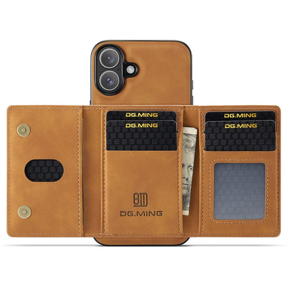 DG.MING M2 Series for iPhone 16 Case PU+PC+TPU Phone Cover Detachable Wallet