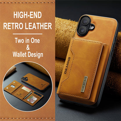 DG.MING M2 Series for iPhone 16 Case PU+PC+TPU Phone Cover Detachable Wallet