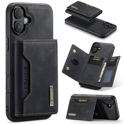 DG.MING M2 Series for iPhone 16 Case PU+PC+TPU Phone Cover Detachable Wallet