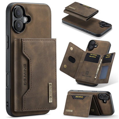 DG.MING M2 Series for iPhone 16 Case PU+PC+TPU Phone Cover Detachable Wallet