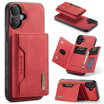 DG.MING M2 Series for iPhone 16 Case PU+PC+TPU Phone Cover Detachable Wallet