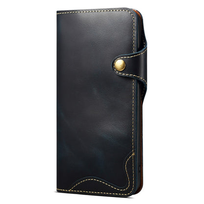 For iPhone 16 Pro Max Case Waxy Genuine Cow Leather Phone Wallet Shockproof Cover