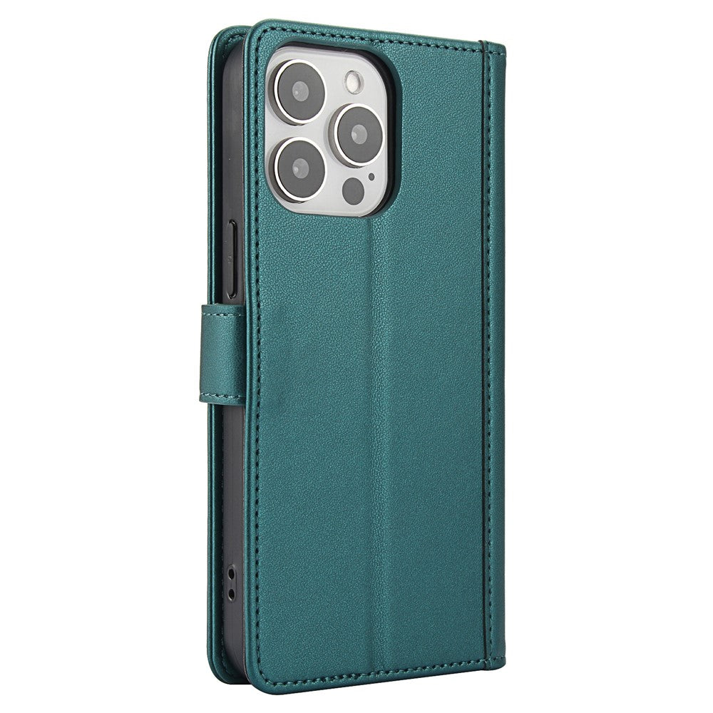 SY-003 For iPhone 14 Pro Case PU Leather Stand View Phone Wallet Cover with Hand Strap