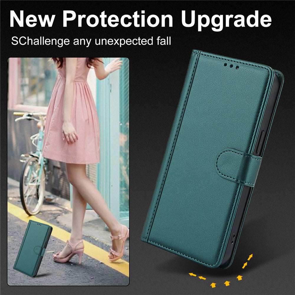 SY-003 For iPhone 14 Pro Case PU Leather Stand View Phone Wallet Cover with Hand Strap