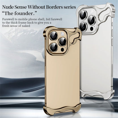 For iPhone 16 Pro Bumper Case Metal Frameless Shockproof Cover with Camera Lens Protector