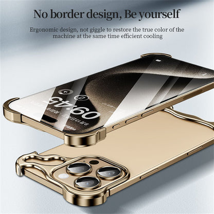 For iPhone 16 Pro Bumper Case Metal Frameless Shockproof Cover with Camera Lens Protector
