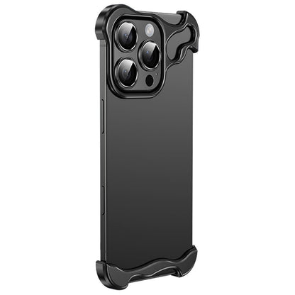 For iPhone 16 Pro Bumper Case Metal Frameless Shockproof Cover with Camera Lens Protector