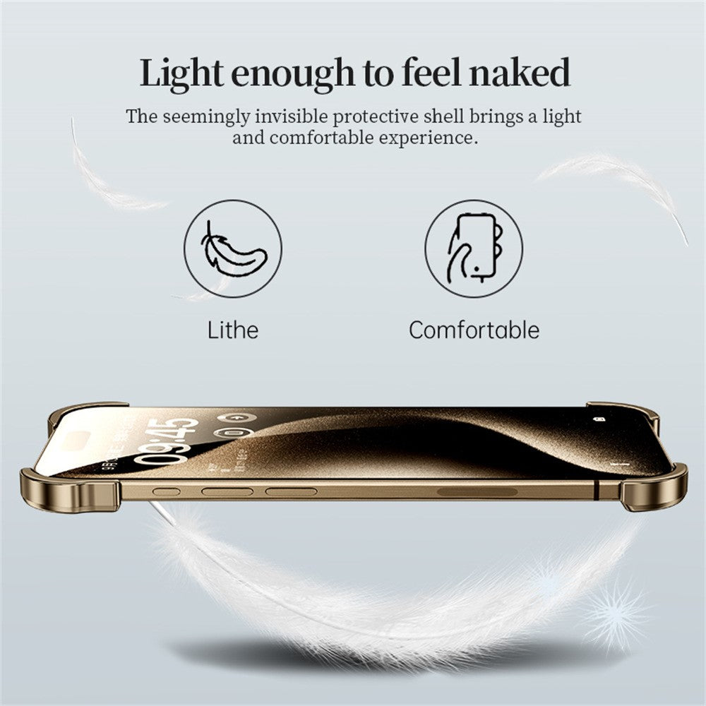 For iPhone 16 Pro Max Bumper Case Metal Frameless Shockproof Cover with Camera Lens Protector