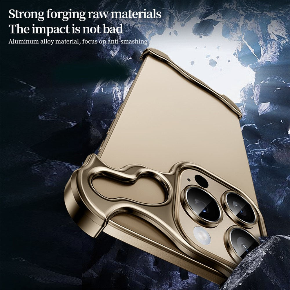For iPhone 16 Pro Max Bumper Case Metal Frameless Shockproof Cover with Camera Lens Protector