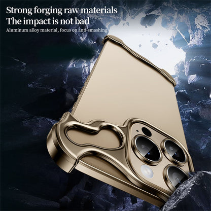 For iPhone 16 Pro Max Bumper Case Metal Frameless Shockproof Cover with Camera Lens Protector