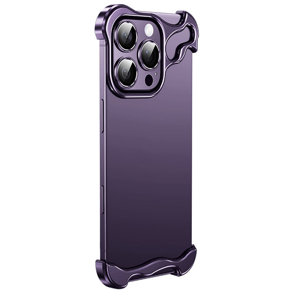 For iPhone 16 Pro Max Bumper Case Metal Frameless Shockproof Cover with Camera Lens Protector
