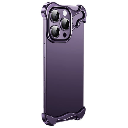 For iPhone 16 Pro Max Bumper Case Metal Frameless Shockproof Cover with Camera Lens Protector