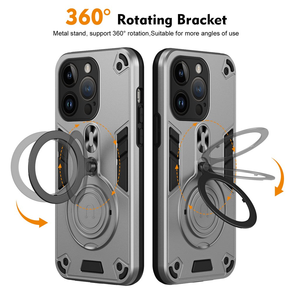 For iPhone 14 Pro Case Rotatable Kickstand PC+TPU Drop Protection Phone Cover