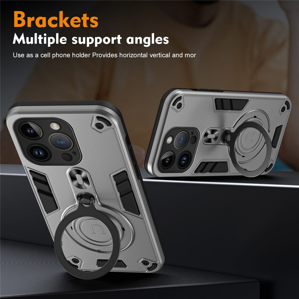 For iPhone 14 Pro Case Rotatable Kickstand PC+TPU Drop Protection Phone Cover