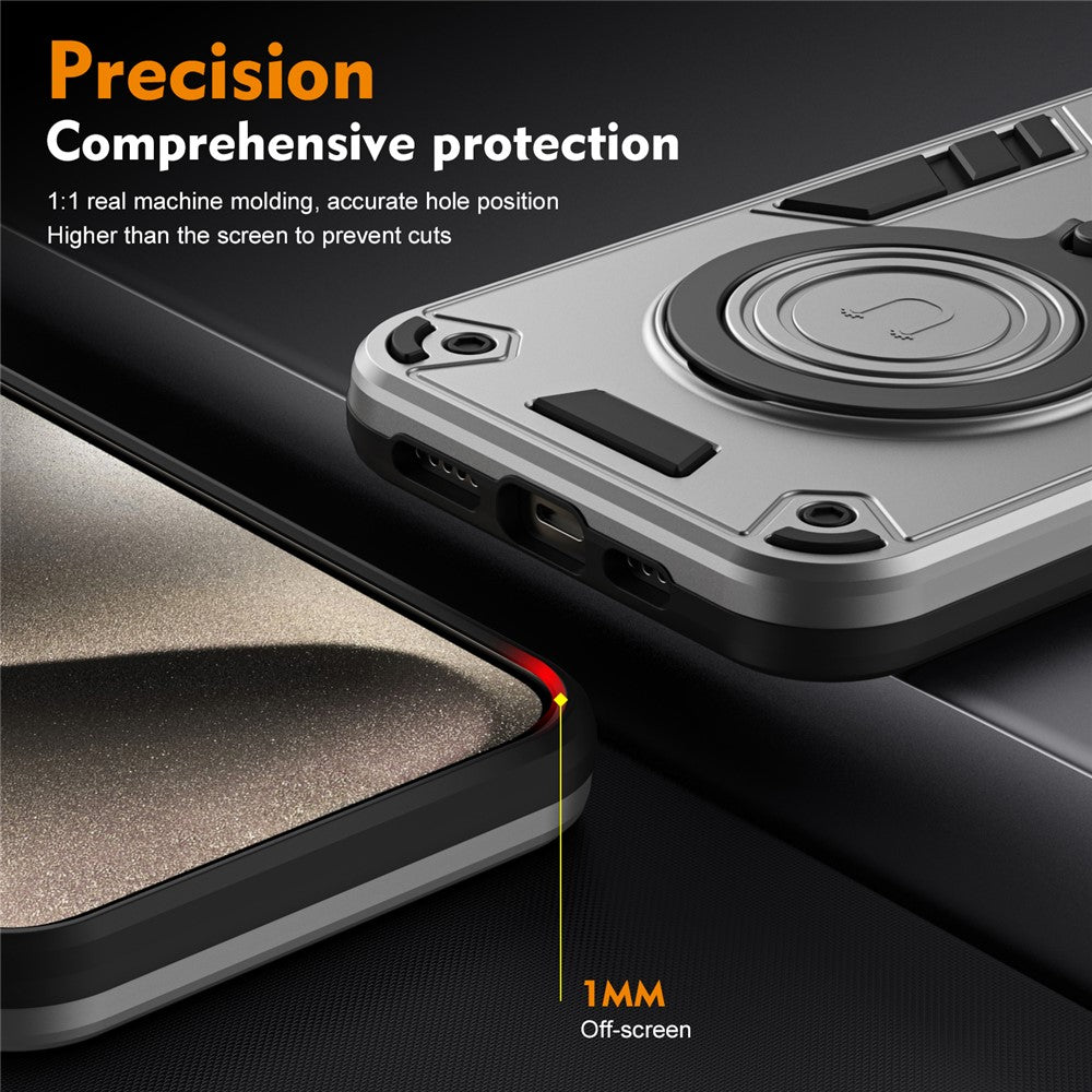For iPhone 14 Pro Case Rotatable Kickstand PC+TPU Drop Protection Phone Cover