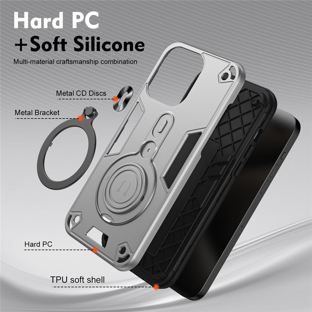 For iPhone 14 Pro Case Rotatable Kickstand PC+TPU Drop Protection Phone Cover