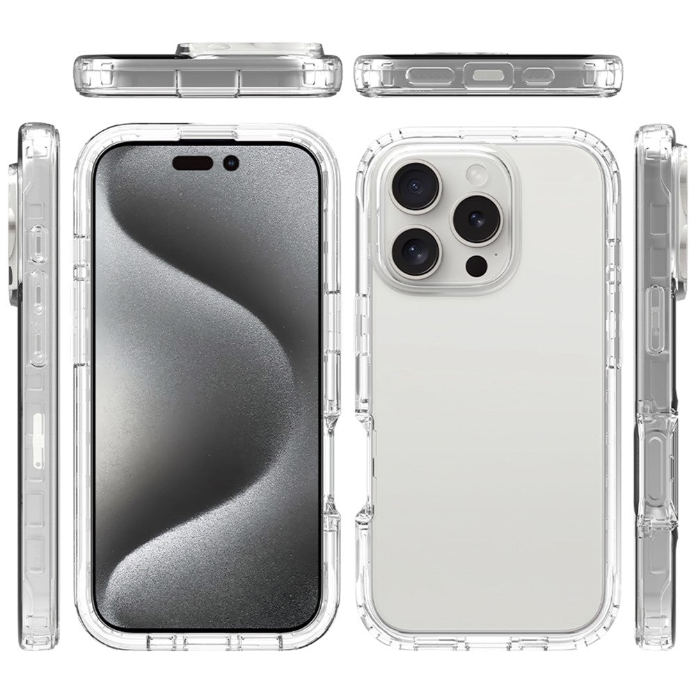 For iPhone 16 Pro Max Case TPU+PC Full Protection Shockproof Phone Cover with PET Screen Guard
