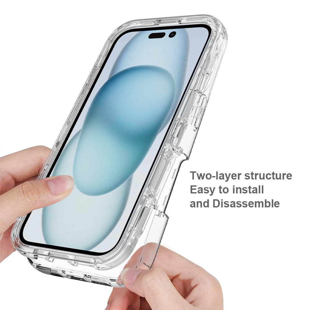 For iPhone 16 Case TPU+PC Full Protection Shockproof Phone Cover with PET Screen Guard