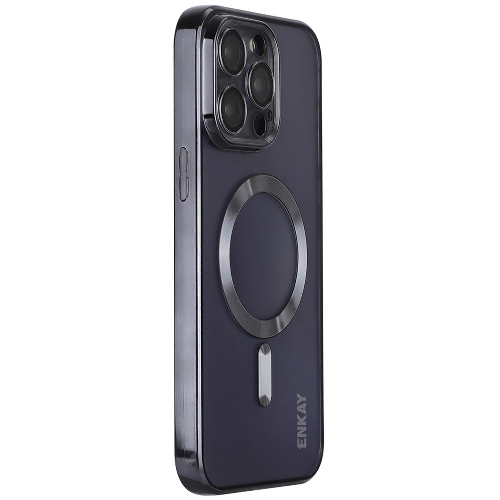 ENKAY HAT PRINCE For iPhone 16 Pro Magnetic Clear Case Shockproof TPU Phone Cover with Lens Film