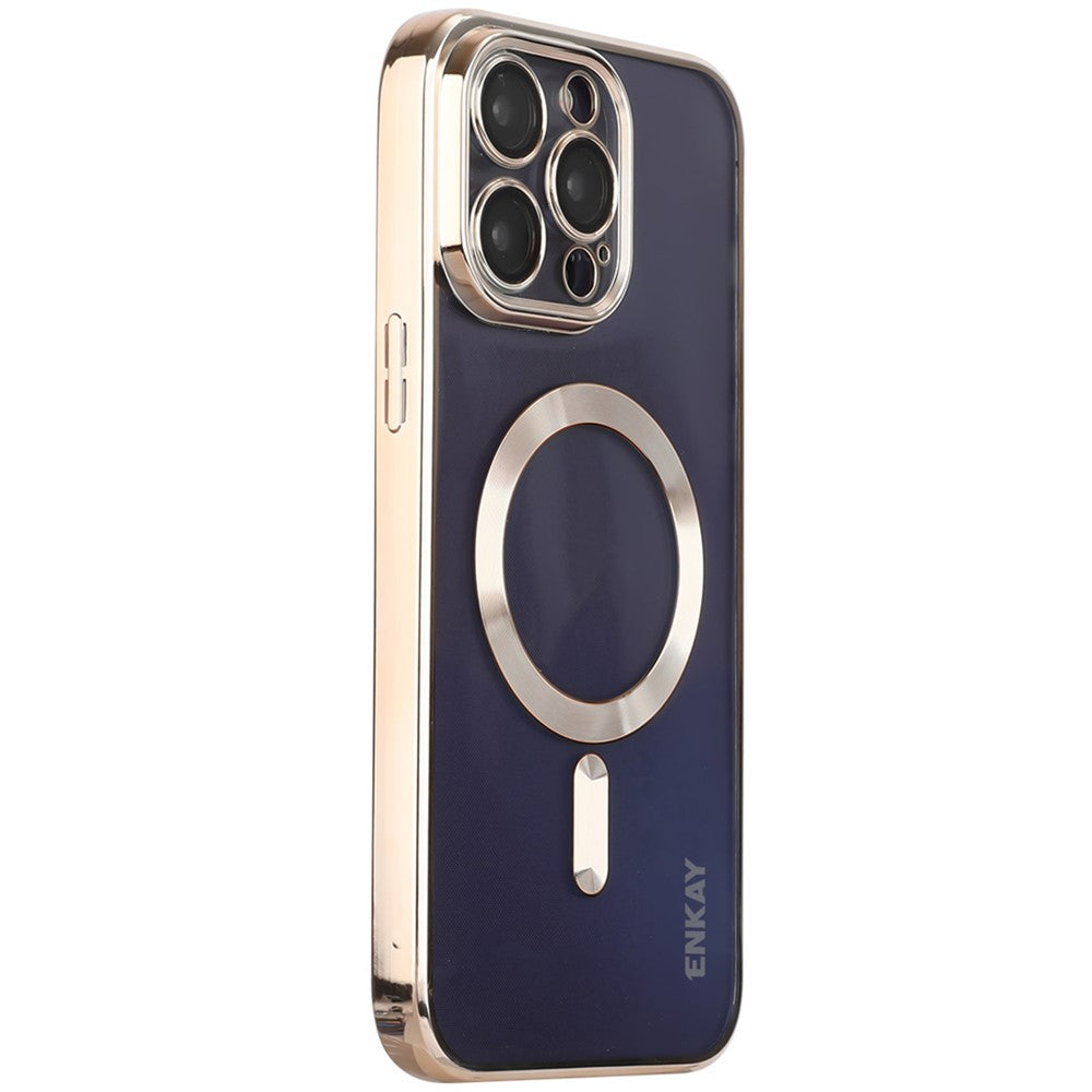 ENKAY HAT PRINCE For iPhone 16 Pro Magnetic Clear Case Shockproof TPU Phone Cover with Lens Film