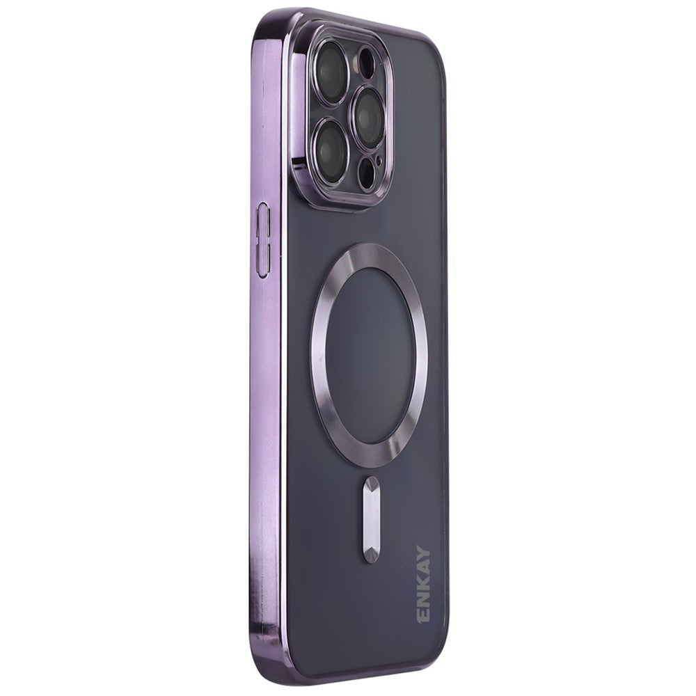 ENKAY HAT PRINCE For iPhone 16 Pro Magnetic Clear Case Shockproof TPU Phone Cover with Lens Film