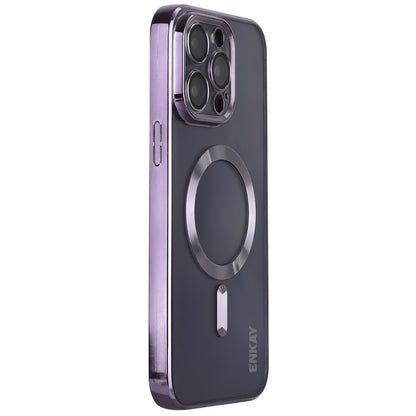 ENKAY HAT PRINCE For iPhone 16 Pro Magnetic Clear Case Shockproof TPU Phone Cover with Lens Film