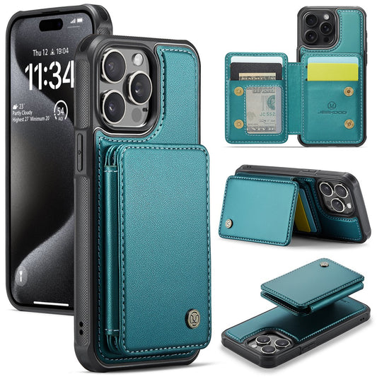 JEEHOOD J05 For iPhone 16 Pro Max Case Leather Mobile Cover with Detachable Magnetic Card Bag