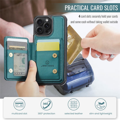 JEEHOOD J05 For iPhone 16 Pro Max Case Leather Mobile Cover with Detachable Magnetic Card Bag