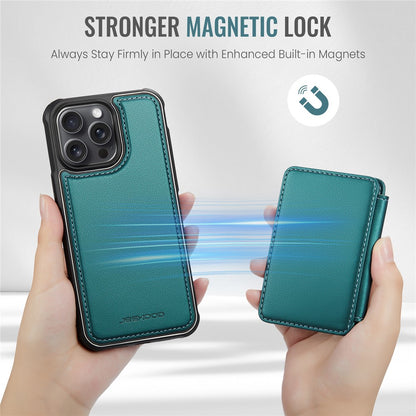 JEEHOOD J05 For iPhone 16 Pro Max Case Leather Mobile Cover with Detachable Magnetic Card Bag
