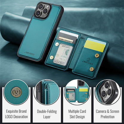 JEEHOOD J05 For iPhone 16 Pro Case Leather Mobile Cover with Detachable Magnetic Card Bag