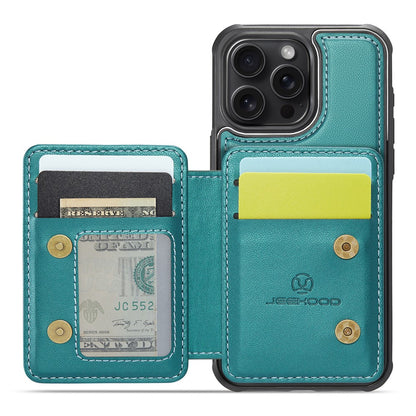 JEEHOOD J05 For iPhone 16 Pro Case Leather Mobile Cover with Detachable Magnetic Card Bag