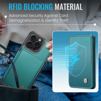 JEEHOOD J05 For iPhone 16 Pro Case Leather Mobile Cover with Detachable Magnetic Card Bag