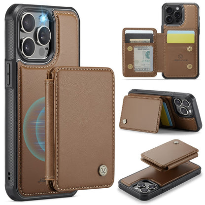 JEEHOOD J05 For iPhone 16 Pro Case Leather Mobile Cover with Detachable Magnetic Card Bag