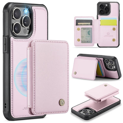 JEEHOOD J05 For iPhone 16 Pro Case Leather Mobile Cover with Detachable Magnetic Card Bag