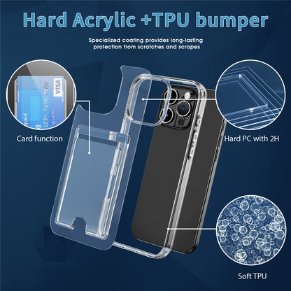 For iPhone 16 Pro Max Clear Case TPU+PC+Acrylic Cell Phone Case with Card Holder