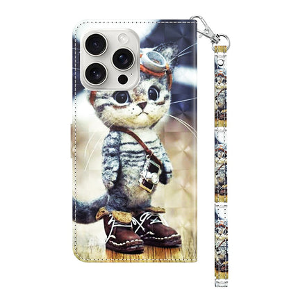For iPhone 16 Pro Max Case Stand Pattern Printing Leather Phone Cover