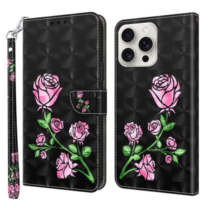 For iPhone 16 Pro Max Case Stand Pattern Printing Leather Phone Cover