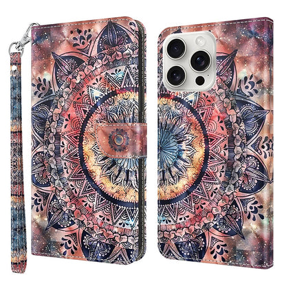 For iPhone 16 Pro Max Case Stand Pattern Printing Leather Phone Cover