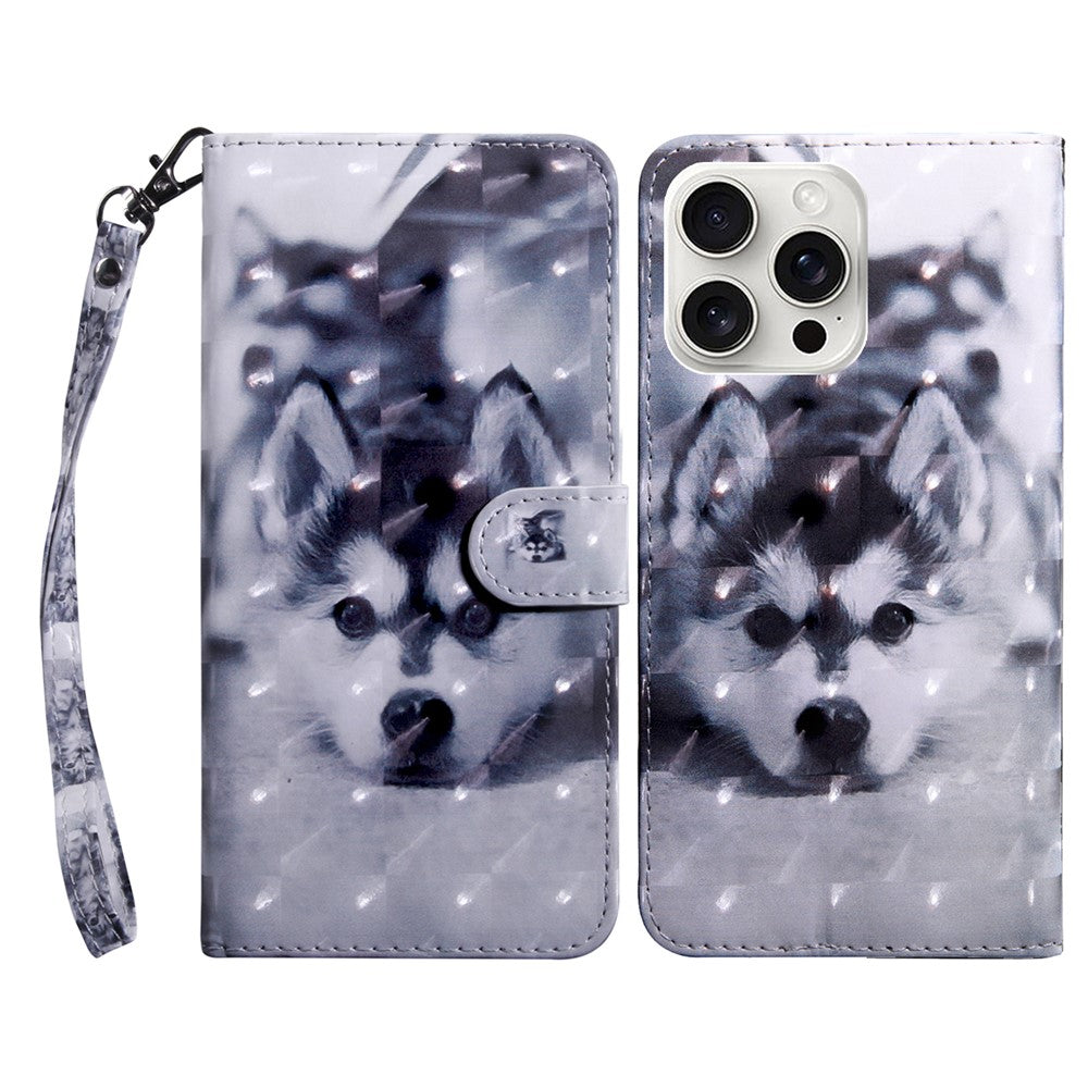 For iPhone 16 Pro Max Case Stand Pattern Printing Leather Phone Cover