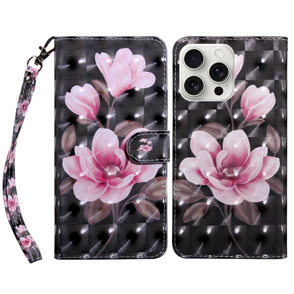 For iPhone 16 Pro Max Case Stand Pattern Printing Leather Phone Cover