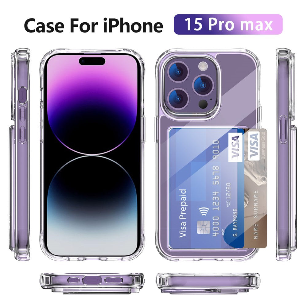 For iPhone 15 Pro Case Protective TPU Phone Cover with Card Holder