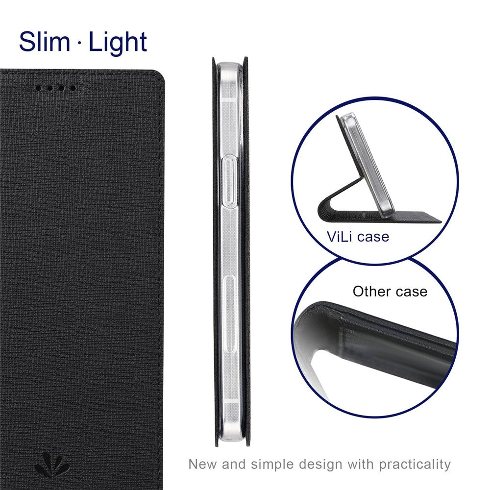 VILI DMX Series PU Leather Case for iPhone 14 Pro Max, Magnetic Absorption Stand Card Slot Flip Cover