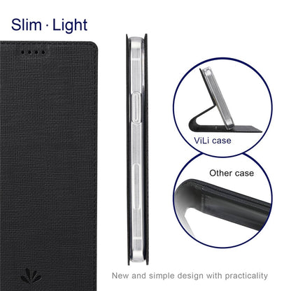 VILI DMX Series PU Leather Case for iPhone 14 Pro Max, Magnetic Absorption Stand Card Slot Flip Cover
