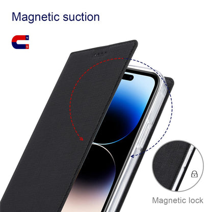 VILI DMX Series PU Leather Case for iPhone 14 Pro Max, Magnetic Absorption Stand Card Slot Flip Cover